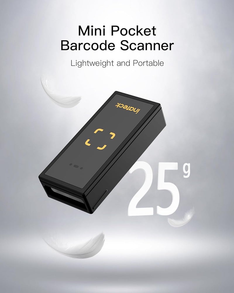 Inateck Barcode Scanner Bluetooth, 1D 2D QR Code Scanner Kabellos 2.4GHz, Portable Wireless Barcode-Scanner Laser, Mini Handscanner with APP and SDK, BCST-46 - Image 2